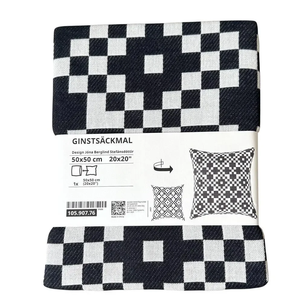 IKEA GINSTSACKMAL Black & White Pillow Cover  20x20 